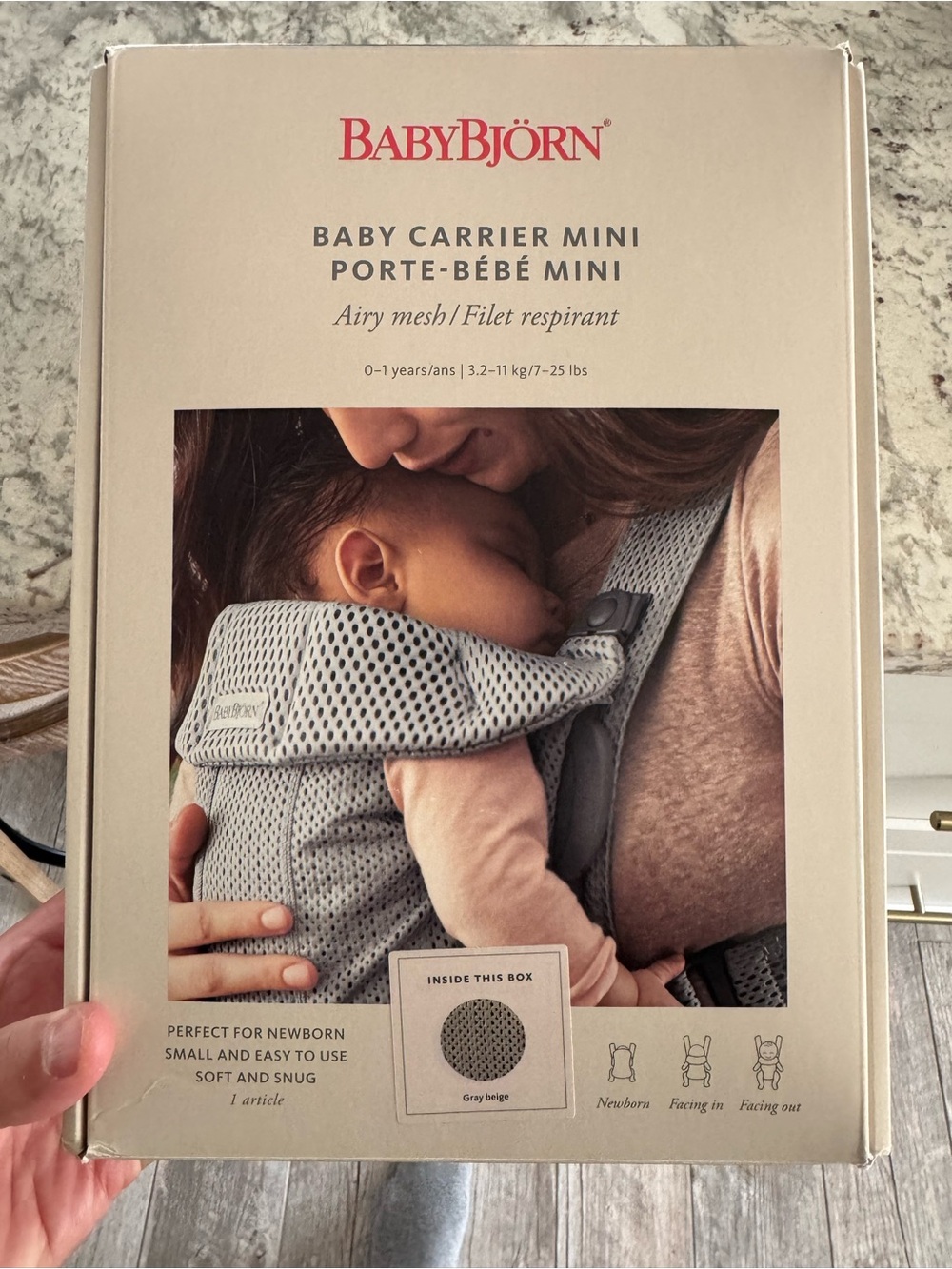 BabyBjörn Carrier Mini in Gray Beige Mesh